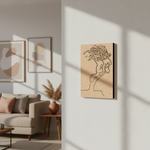 Living room with a MDF DIY wall art piece of a tree on a beige background