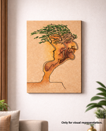 MDF DIY wall art with abstract design of two faces and a tree on a beige background.