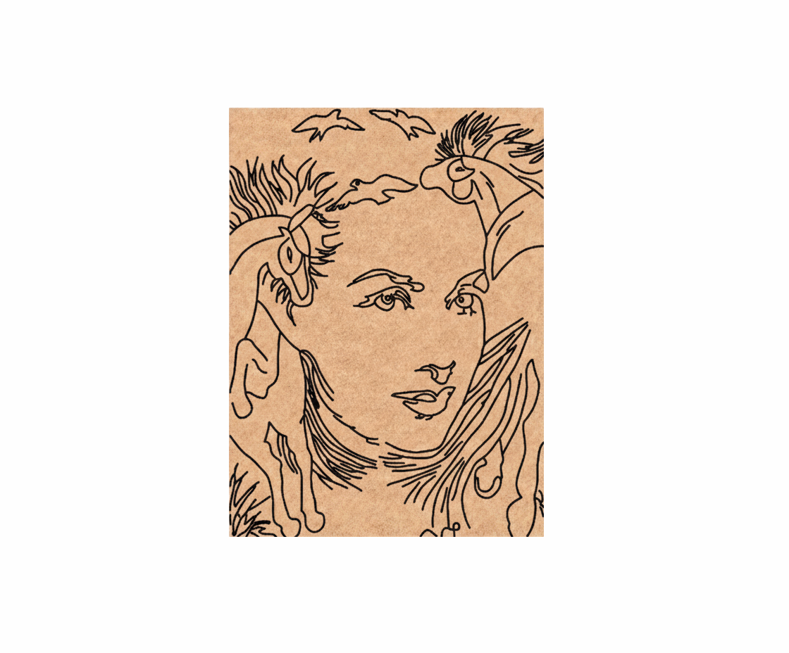 MDF DIYwall art  with a horse and face design on a white background