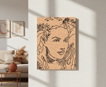 MDF DIY Canvas print of a stylized face with floral elements in a living room setting
