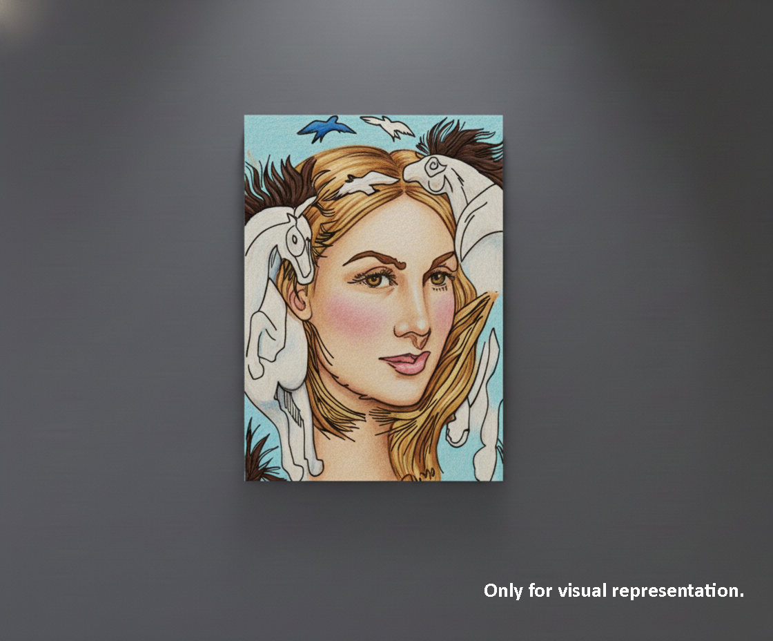 MDF DIYwall art with Illustration of a woman's face with decorative elements on a dark background