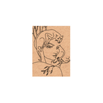 MDF DIY Illustration of a woman with a cat on her head and another cat on her shoulder, on a beige background.