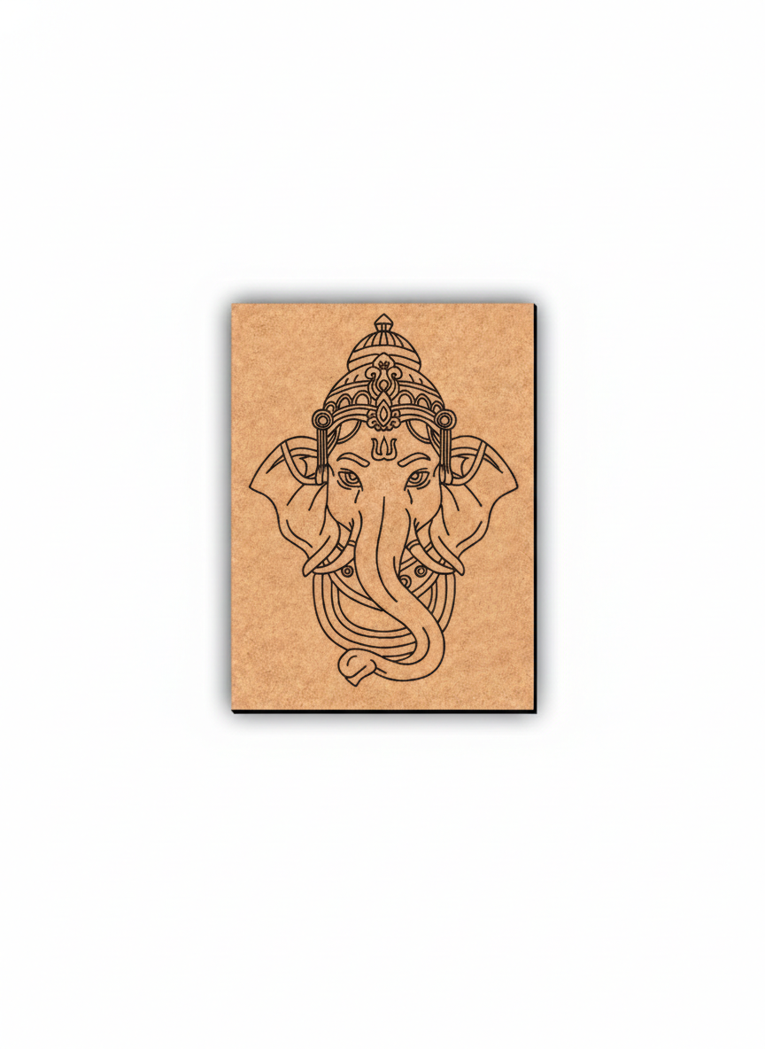 MDF DIY wall art with a decorative illustration of Ganesha on a white background