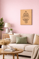  MDF DIY wall art  with a pink wall, beige sofa, and decorative elements.