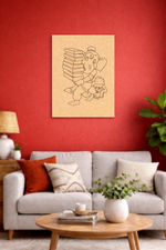 MDF DIY ganesh wall art on red wall.