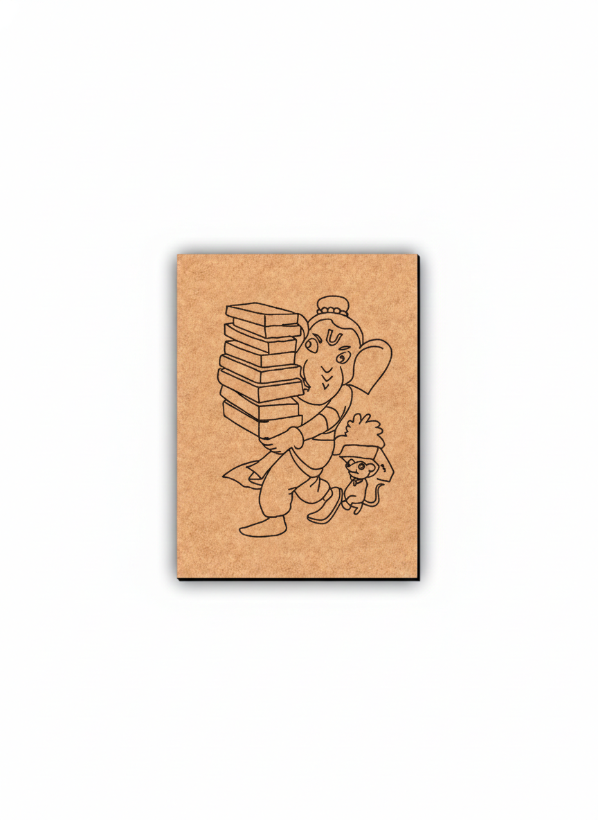 MDF DIY wall art  design of a person carrying books on a white background