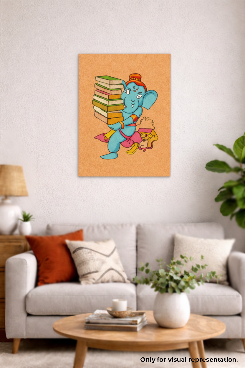 MDF DIY colored ganesh wall art on white wall.