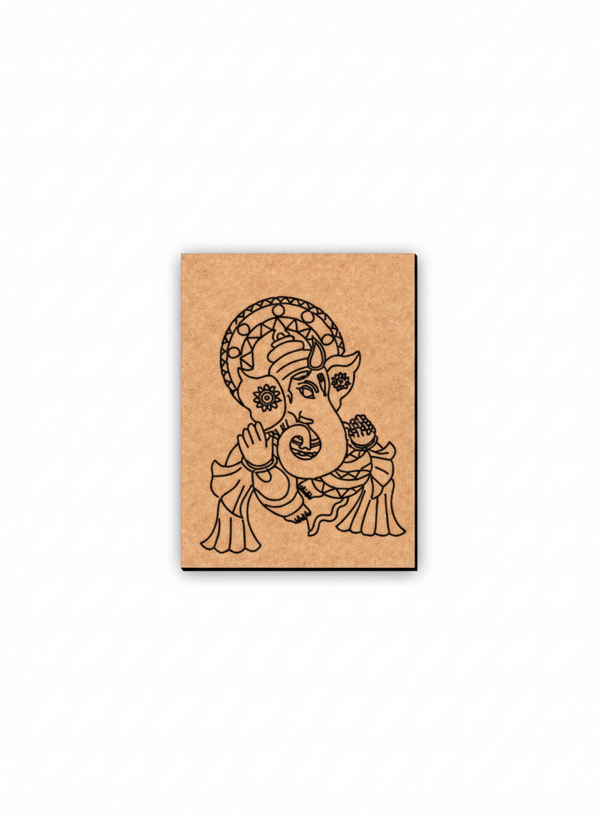MDF DIY wall art  with a Ganesha illustration on a white background