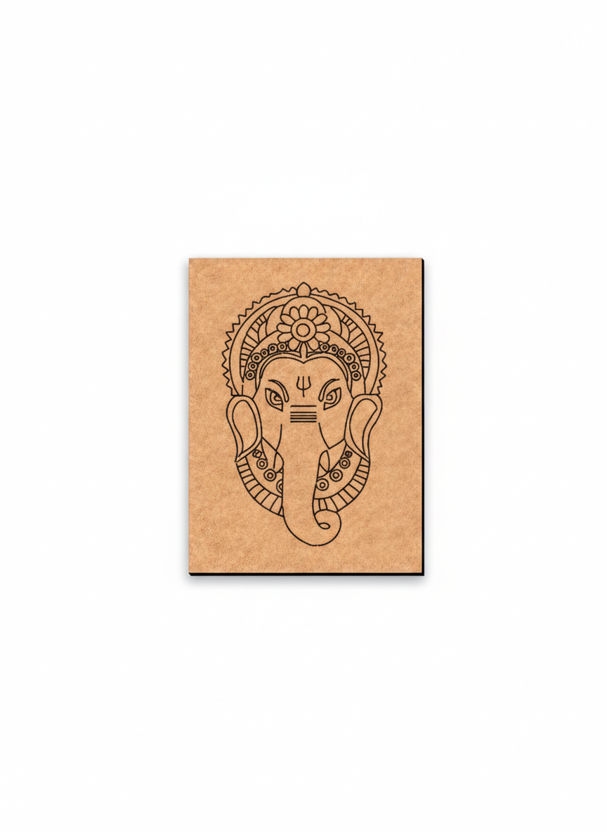 MDF DIY wall art  with a Ganesha illustration on a white background