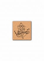 MDF DIY wall art with a black illustration of Ganesha playing a musical instrument on a white background.