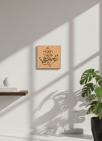 MDF DIY  wall art of a deity figure in a modern room with sunlight casting shadows.