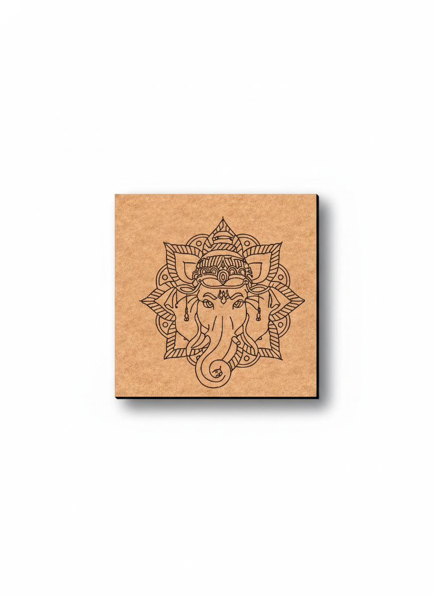 MDF DIY wall art  with Ganesha design on a white background