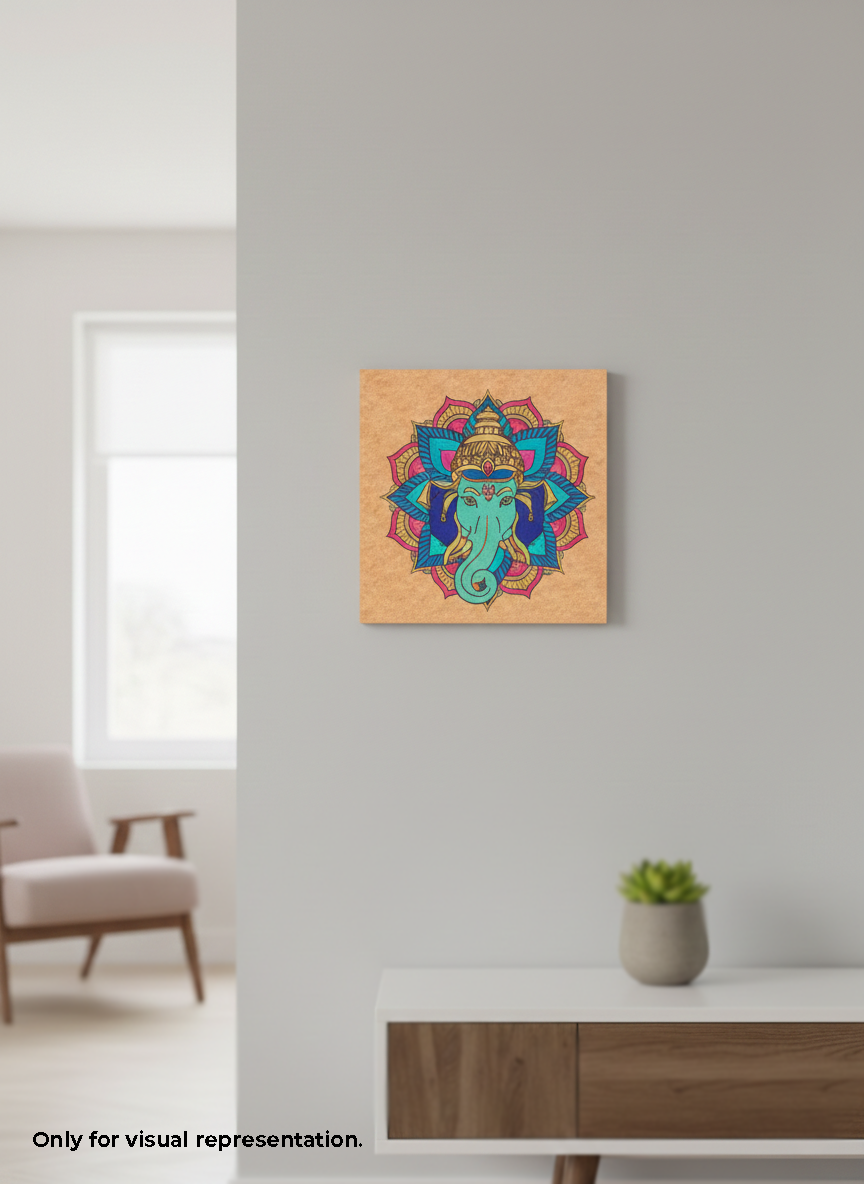 MDF DIY Colorful abstract painting on a wall in a modern living room.