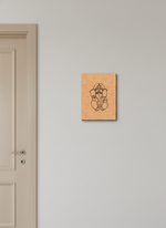 MDF DIY  wall art with a design on a gray wall next to a door.