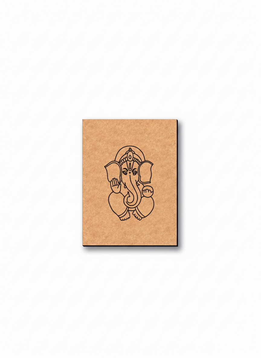 MDF DIY wall art with a Ganesha illustration on a white background