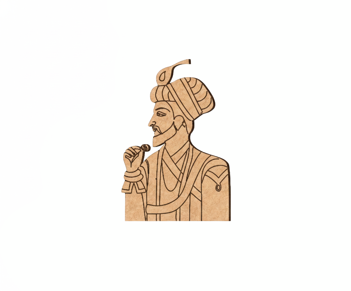 DIY MDF  cutout of a person in traditional attire with a turban on a white background