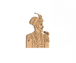DIY MDF  cutout of a person in traditional attire with a turban and smoking a pipe on a white background