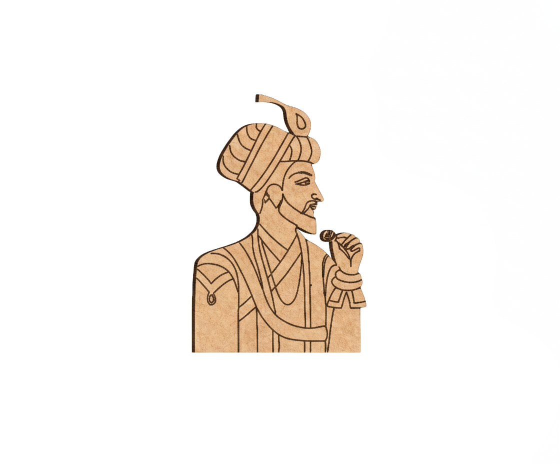 DIY MDF  cutout of a person in traditional attire with a turban and smoking a pipe on a white background