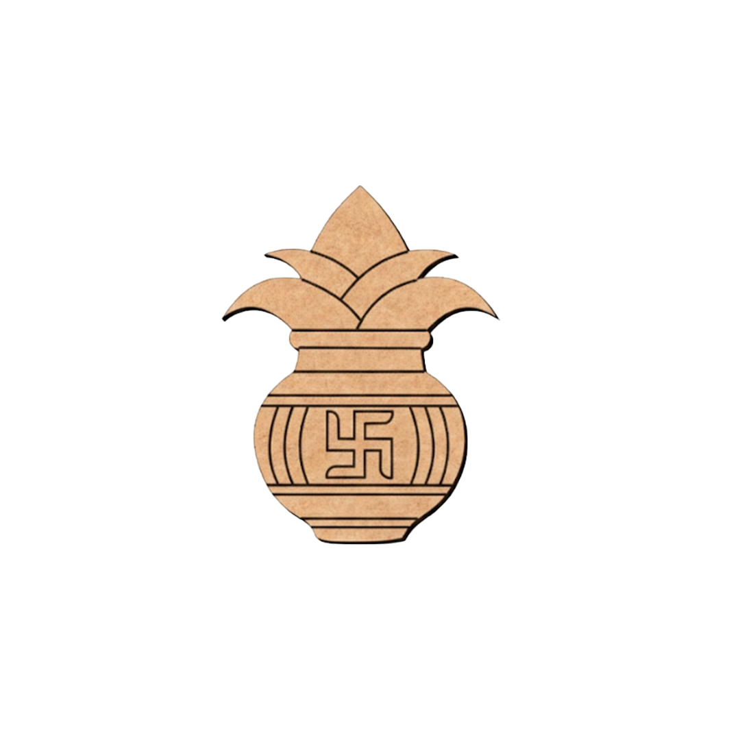MDF DIY kalash with a swastika symbol on a white background