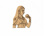 MDF DIY  cutout of a woman holding a flower on a white background