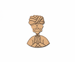 MDF DIY cutout of a bust with a turban on a white background