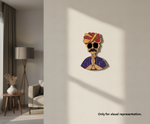 Decorative MDF DIY wall art of a person in a colorful outfit and turban on a light wall.