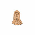 MDF DIY wall art  of a woman with glasses and a headscarf on a white background