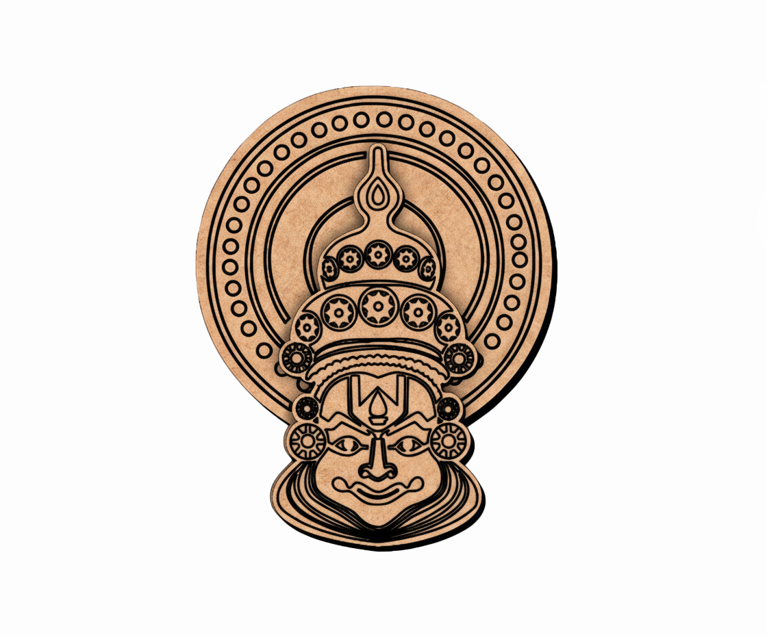 DIY MDF Kathakali Decorative emblem with intricate design on a white background