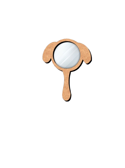 Plain MDF puppy ears DIY hand mirror base with round unpainted mirror