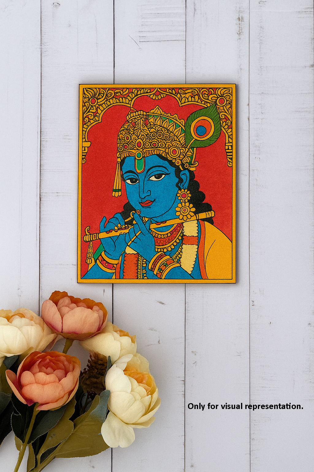 Lord Krishna playing flute MDF board for DIY painting