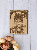 Lord Krishna playing flute MDF board for DIY painting