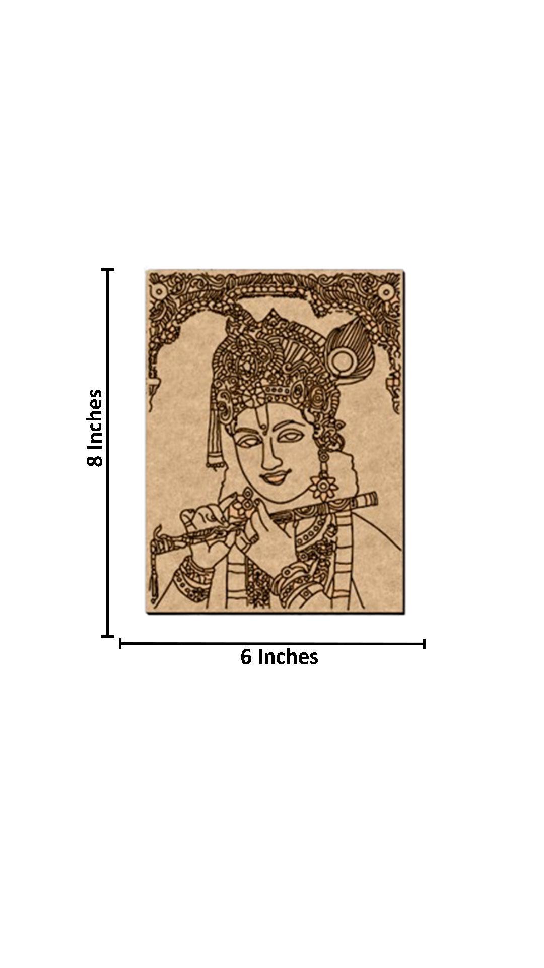 Lord Krishna playing flute MDF board for DIY painting with size