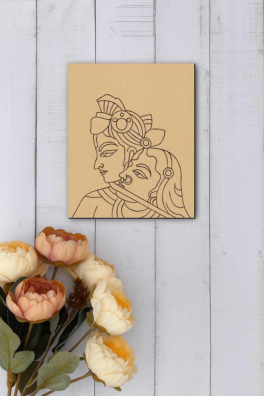 Radha Krishna abstract face MDF board for DIY painting