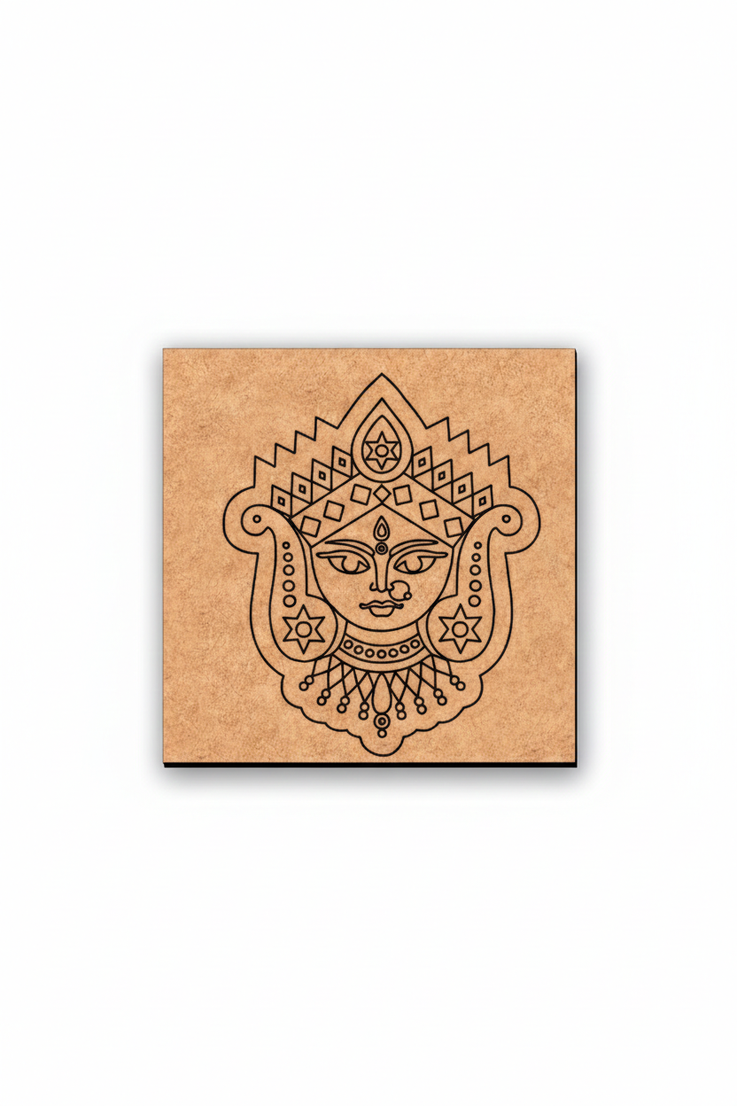 MDF DIY wall art  with engraved face design on a white background