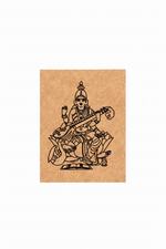 MDF DIY wall art of a deity playing a stringed instrument on a brown background