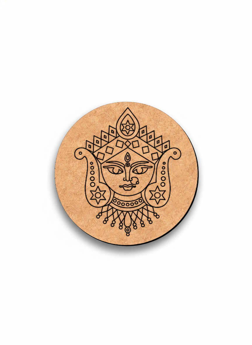 Circular MDF DIY wall art  with intricate black line art design on a white background