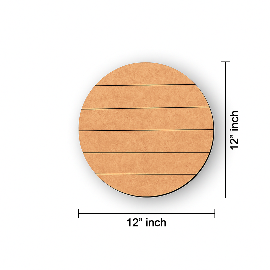 MDF  round board with dimensions labeled on a white background