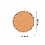Round MDF board with dimensions indicating it is 16 inches in diameter.