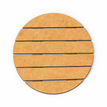 Unpainted MDF round slat-style house nameplate base cutout on white background for DIY painting and name lettering.