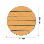 Unpainted MDF round slat-style house nameplate base cutout on white background for DIY painting and name lettering with size