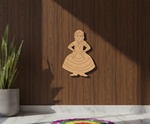 Laser cut DIY MDF traditional lady cutout for painting and ethnic craft décor hanging on wooden wall 
