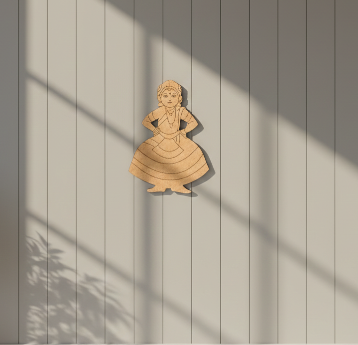 Laser cut DIY MDF traditional lady cutout for painting and ethnic craft décor hanging on wall 