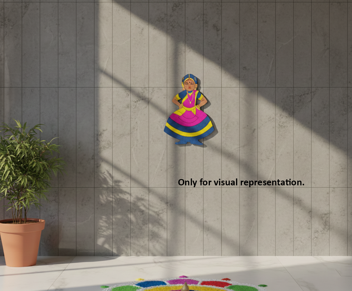 Laser cut DIY MDF traditional lady painted cutout and ethnic craft décor hanging on wall 