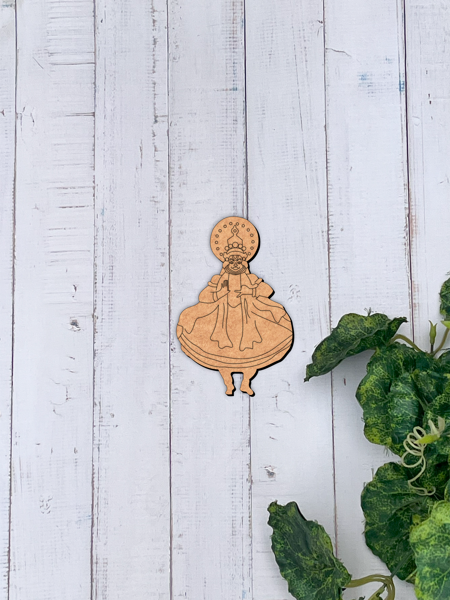 Laser cut DIY MDF traditional Rajasthani couple cutout for painting hanging on wooden wall