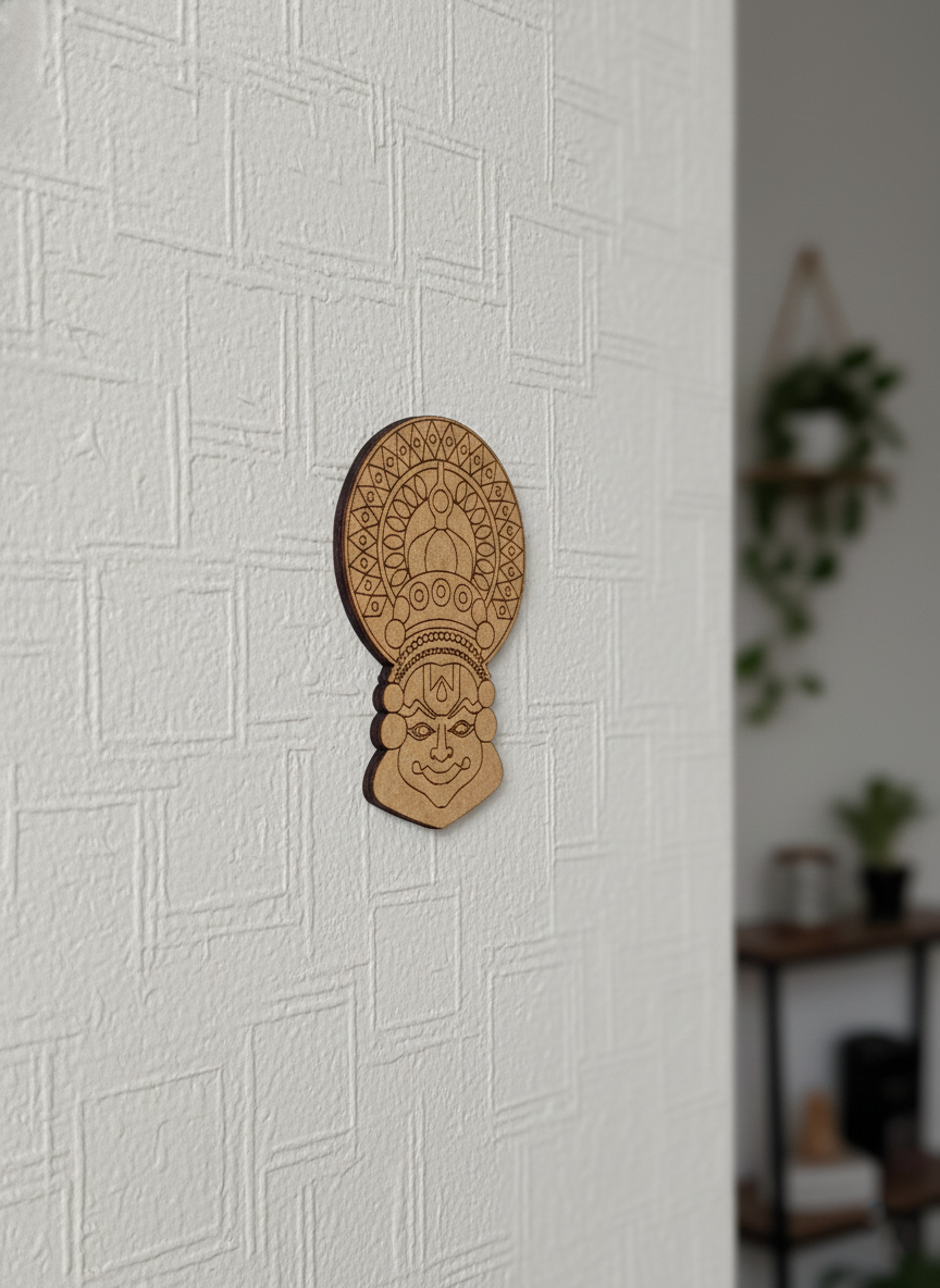 Laser cut DIY MDF Kathakali face cutout for painting and ethnic decor hanging on wall 