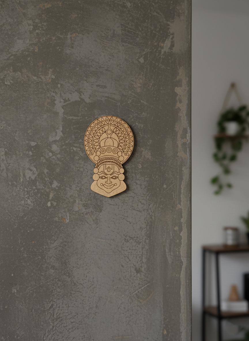 Laser cut DIY MDF Kathakali face cutout for painting and ethnic decor hanging on wall 
