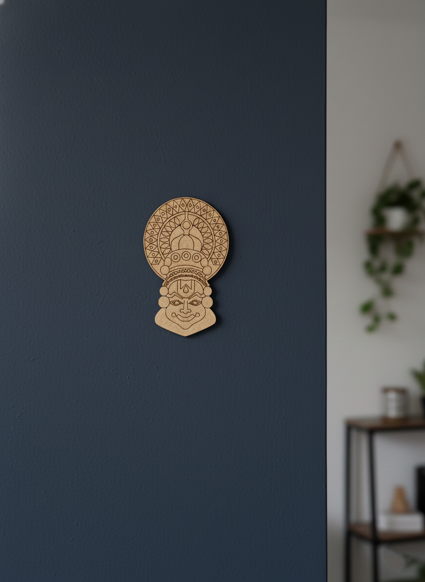 Laser cut DIY MDF Kathakali face cutout for painting and ethnic decor hanging on wall 