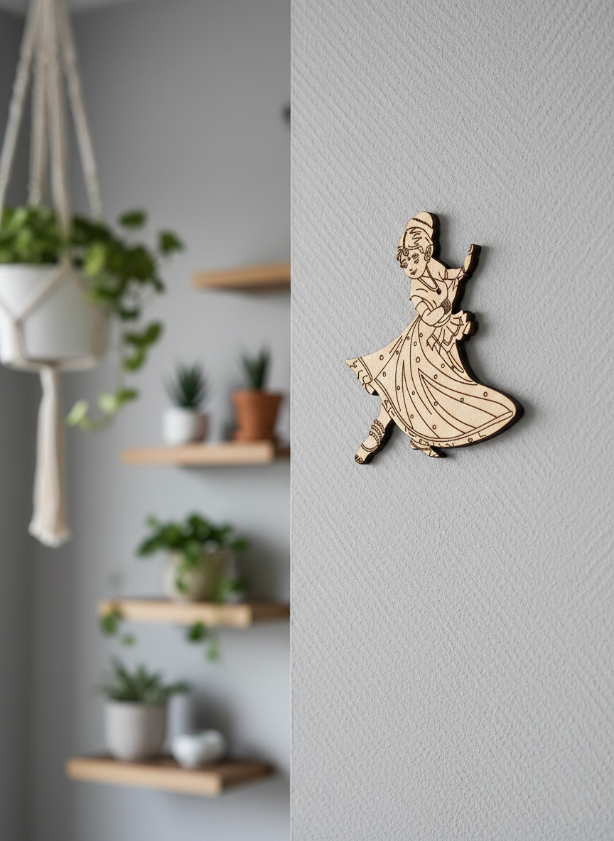 Laser cut DIY MDF classical dancer cutout for painting and craft decor hanging on wall