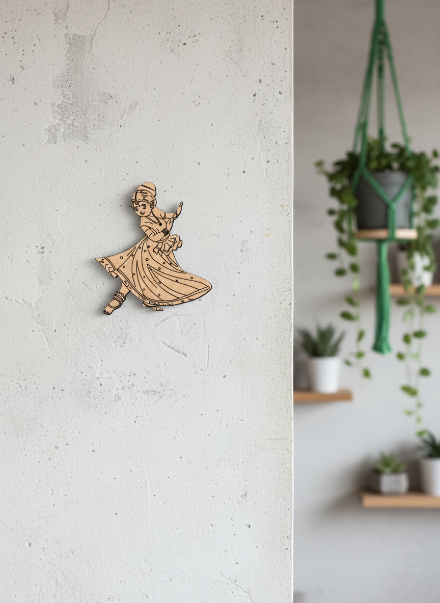 Laser cut DIY MDF classical dancer cutout for painting and craft decor hanging on wall 