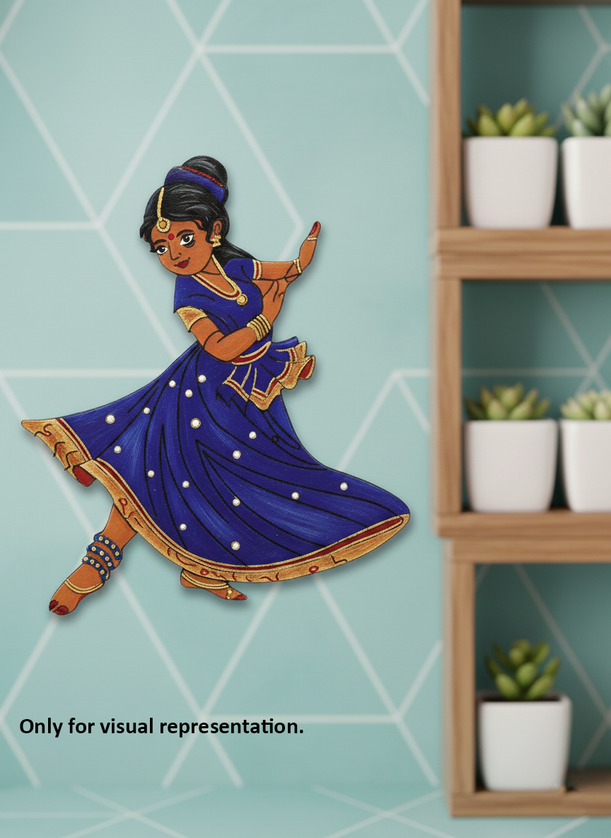 Laser cut DIY MDF classical dancer painted cutout for craft decor hanging on wall